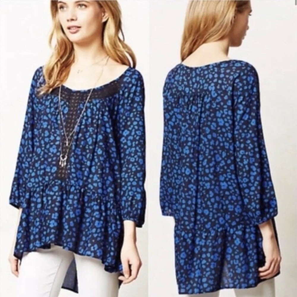 Anthropologie HD in Paris Resica blue leopard top
